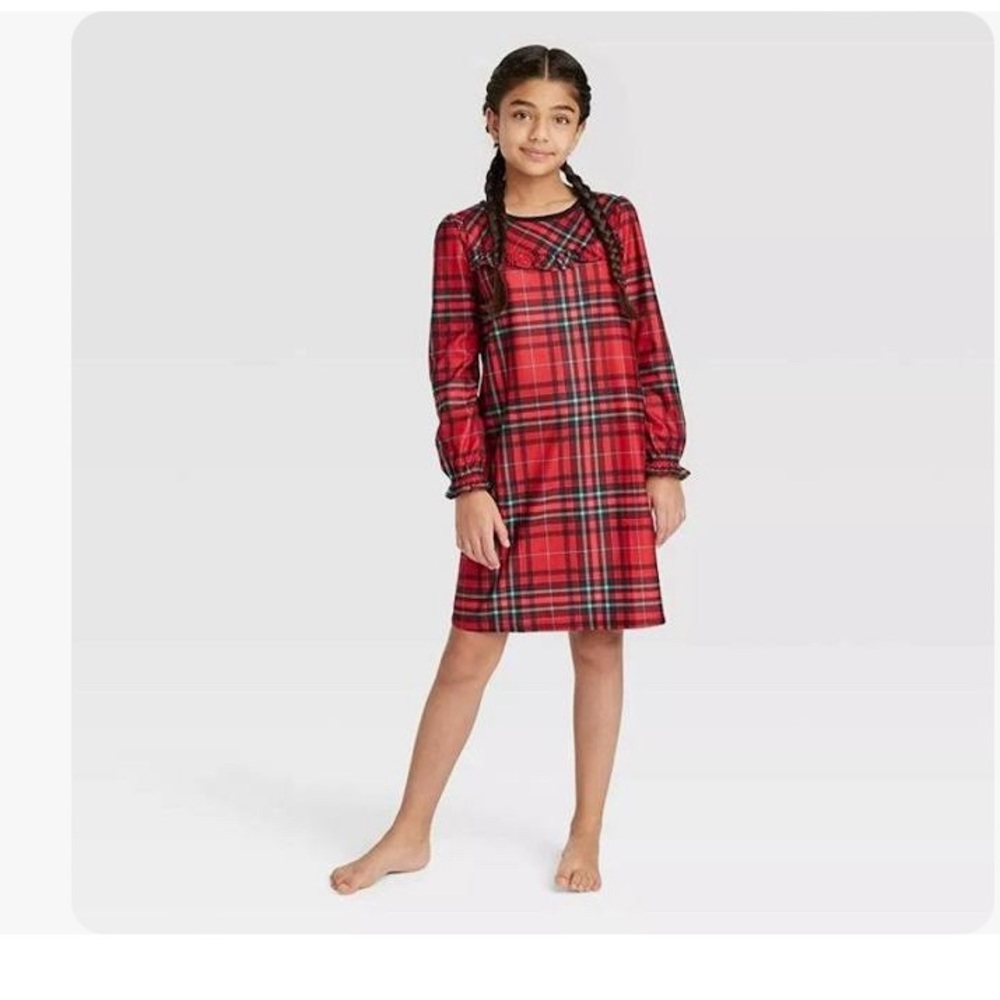 NWT Wondershop Holiday Red Tartan Plaid Matching Family Pajama NightGown 2T & 8